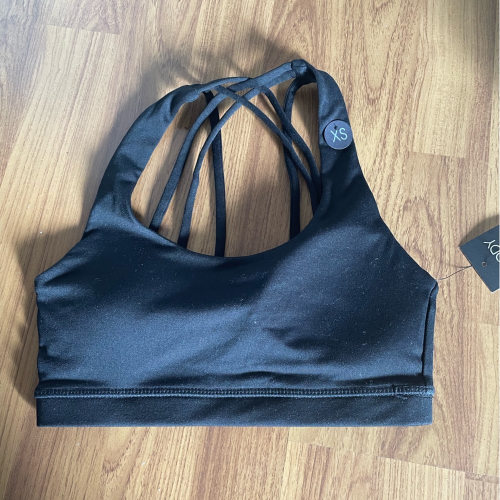 Cotton on body strappy sports crop top bra black size xs